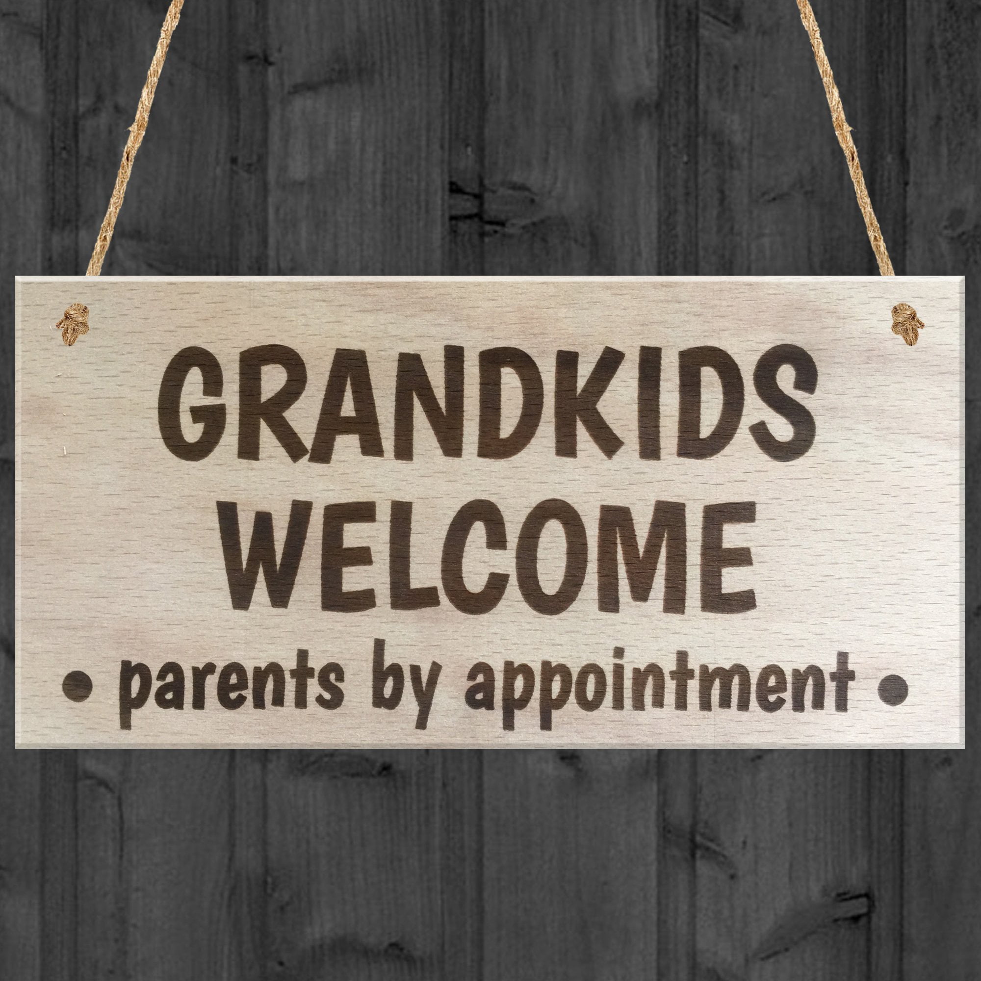 Grandkids Welcome Parents By Appointment Wooden Hanging Plaque