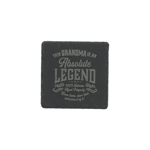 Pavilion Gift Company - Grandma - 4" x 4" Slate Engraved Drink Cup Coaster Nana Mimi Grandmother Grandmom Bar Accessory