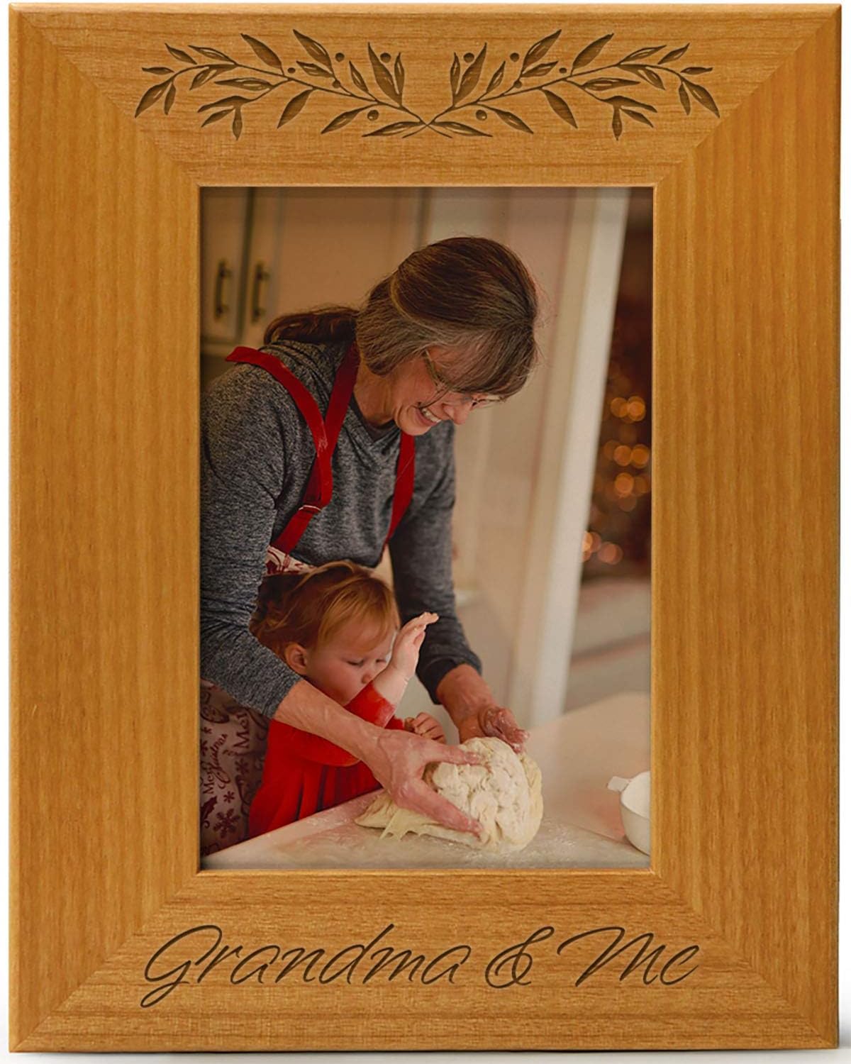Grandma And Me, Engraved Natural Wood Photo Frame Fits 4X6 Vertical
