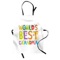 thumbnail image 1 of Grandma Apron Cartoon Style Lettering Worlds Best Grandma Quote with Stars Colorful Illustration, Unisex Kitchen Bib Apron with Adjustable Neck for Cooking Baking Gardening, Multicolor, by Ambesonne, 1 of 3