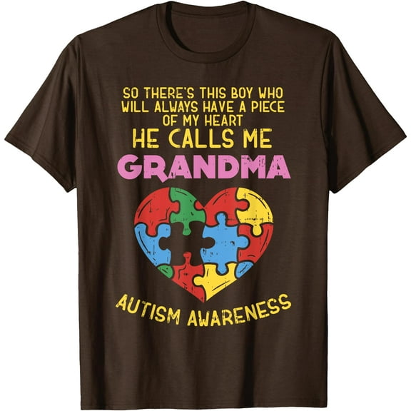 Grandma Autism Awareness Grandson Piece of My Heart Unisex T-Shirt for Men Women