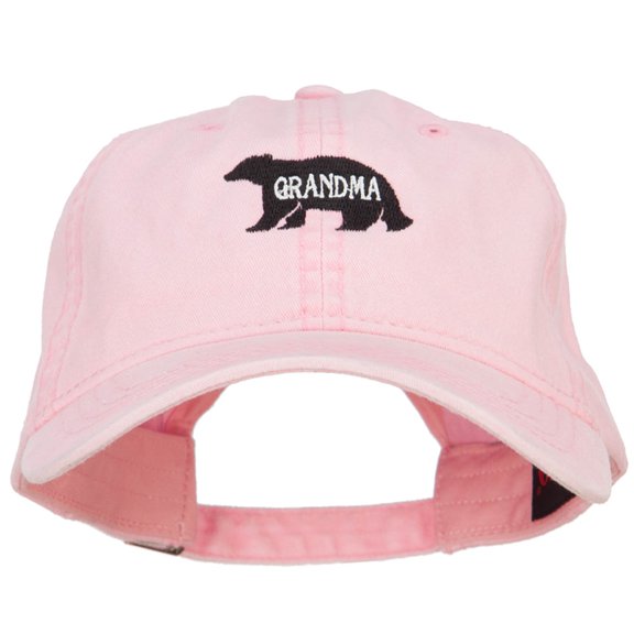 Grandma Bear Embroidered Washed Cotton Twill Cap - Pink OSFM