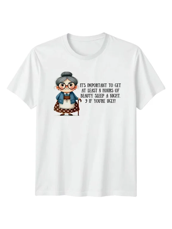 Grandma Beauty Sleep It's Important To Get 8 Hours Classic Look For Casual Occasions T-Shirt, Size S-5XL