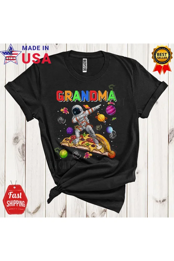 Grandma Birthday Dabbing Astronaut Riding Pizza Outer Space Family T-Shirt, Mug