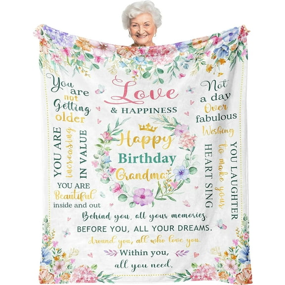 Grandma Birthday Gifts Blanket 60"x50", Birthday Gifts for Grandma, Gifts for Grandma Birthday Unique, Nana Mimi Gigi Granny Grandma Gifts for Birthday, Birthday Gift for Grandma