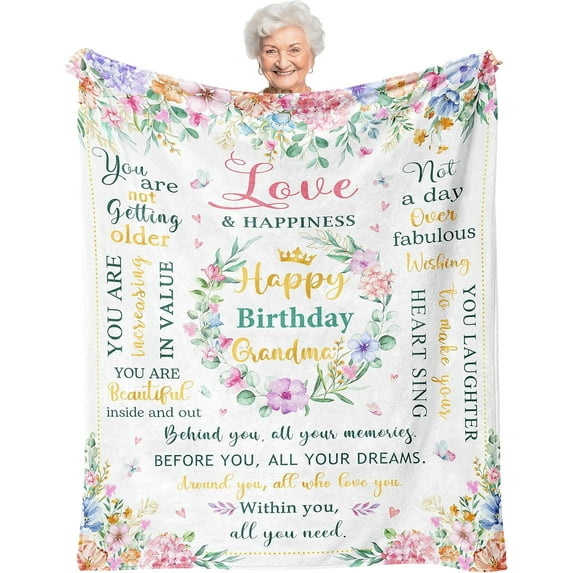 Grandma Birthday Gifts Blanket 60"x50", Birthday Gifts for Grandma, Gifts for Grandma Birthday Unique, Nana Mimi Gigi Granny Grandma Gifts for Birthday, Birthday Gift for Grandma