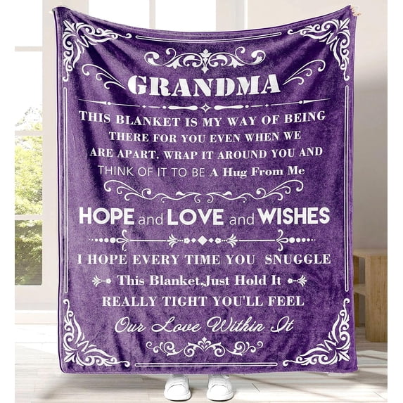 Grandma Birthday Gifts Grandma Blanket Throw Blanket Grandma Gifts for Grandmother Soft Purple Flannel Blanket Sofa Blanket Durable Travel Blanket Grandma Gifts from Grandchildren 80"X60"