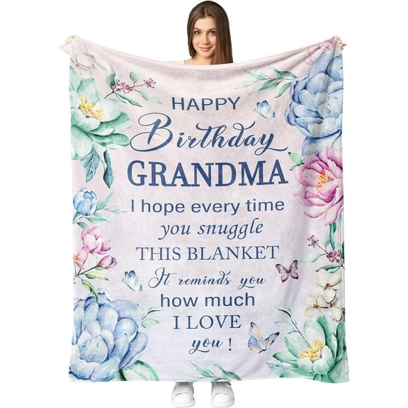 Grandma Birthday Gifts Throw Blanket 60"X50", Birthday Gifts for Grandma, Gifts for Grandma Birthday Unique, Happy Birthday Grandma, Grandma Gifts for Birthday, Birthday Present for Grandma