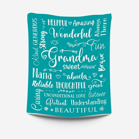 Grandma Blanket - Grandma Throw Blanket for Christmas, Mothers Day - Grandma Gifts for Grandmother Birthday - Fleece Blanket, Teal 60" x 50"