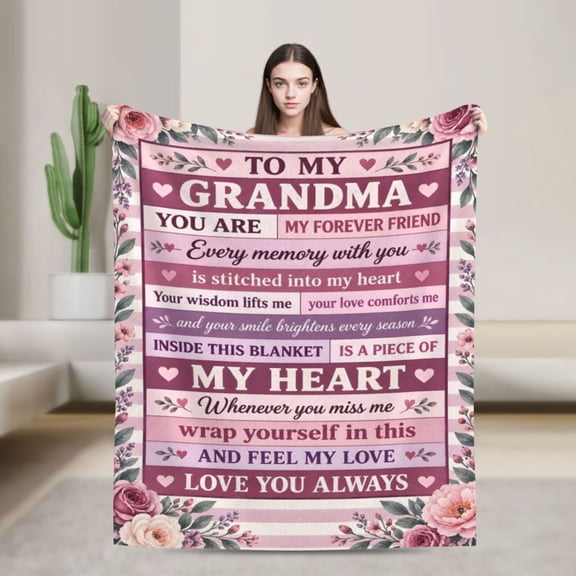 Grandma Blanket Love and Memories Flannel Throw Blanket Gift for Grandma from Granddaughter 50x40 in