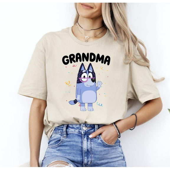 Grandma Bluey T-shirt, Bluey Nana, Bandit Bluey Grandma, Mothers Day Shirt,Sand color,size 2XL