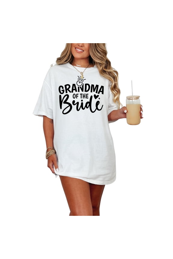 Grandma of the Bride T Shirt, Wedding Grandma Shirt, Bridal Party T-Shirts, Gift for Grandma, Mother of the Bride Gift, Family Shirt, White Comfort Colors T-Shirt, Small