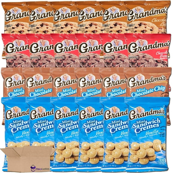 Grandma Chocolate & Vanilla Snack Variety Pack - Pack of 24 Chocolate Chip, Brownie Chip and Mini Chocolate & Vanilla Sandwich Creams