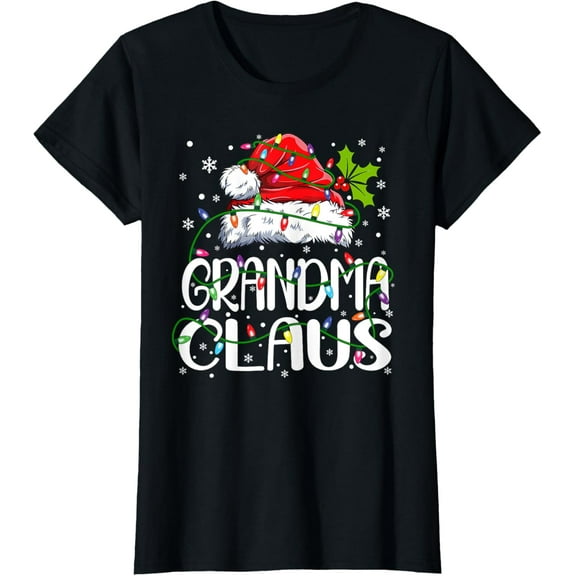 Grandma Claus Christmas Lights Pajama Family Matching T-Shirt