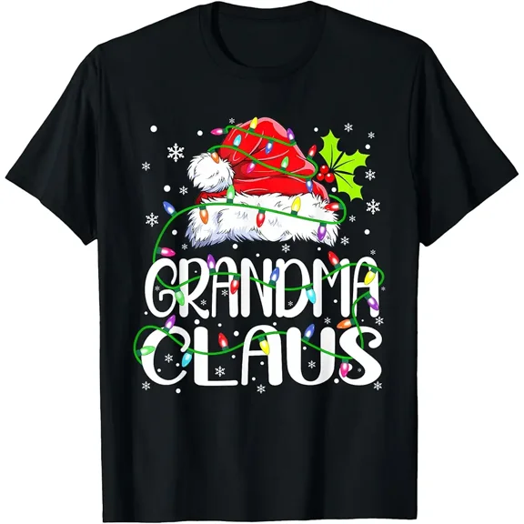 Grandma Claus Lights Matching Family Holiday Pajama Christmas Unisex T-Shirt up to size 5XL