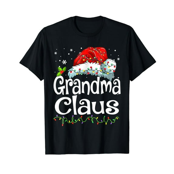 Grandma Claus Shirt Christmas Lights Family Matching Pajama T-Shirt