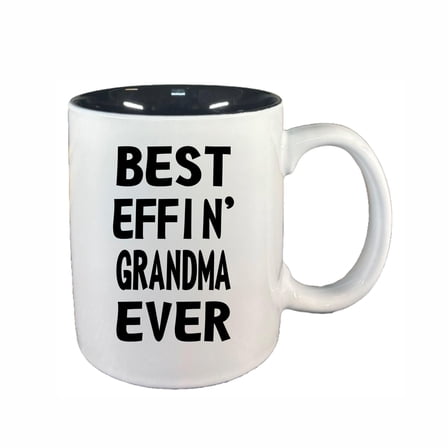 Grandma Coffee Mugs, Best Effin Grandma Ever 11oz Ceramic Coffee Cup Teacup with Handle, Funny Birthday Gifts
