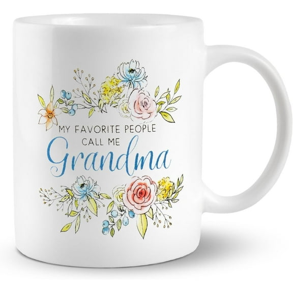 Grandma Coffee Mugs Cup Ceramic, Best Grandma Cup, Christmas Mother’s Day Gifts, My Favorite People Call Me Grandma Mug Tea Cup Coffee Mug Cup Tea Cup 11oz, White Painted Mugs