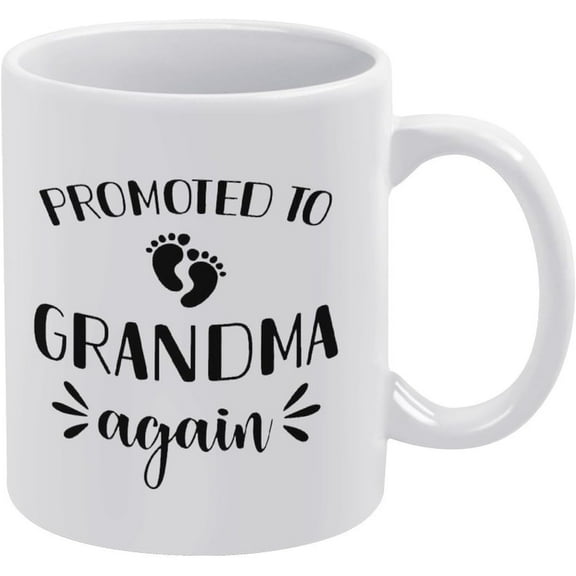 Grandma Coffee Mugs Promoted To Grandma Again Grandma Gift Coffee Mug Funny Birthday Gift For Family Friend Coworkers Men Women 11Oz