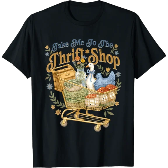 Grandma Core Goose Thrifting Graphic T-Shirt
