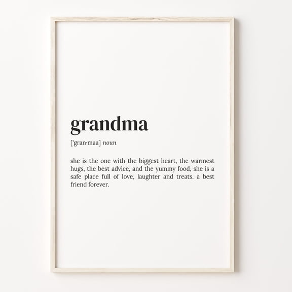 Grandma Definition Print: Quote Wall Art Poster Vintage Style Wall Decor , Poster Print Only