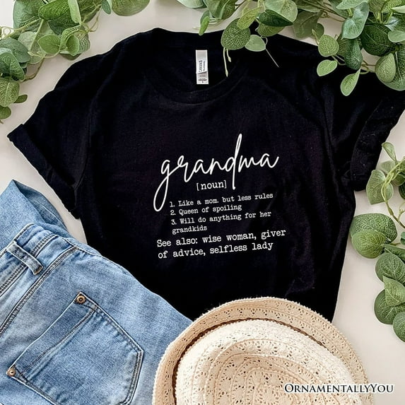 Grandma Definition T-Shirt, White, Natural, Navy and Black Funny Tee for Grandmothers