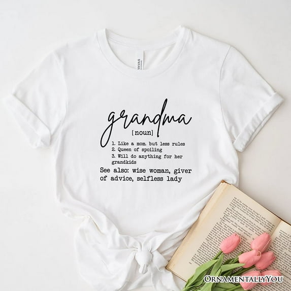 Grandma Definition T-Shirt, White, Natural, Navy and Black Funny Tee for Grandmothers
