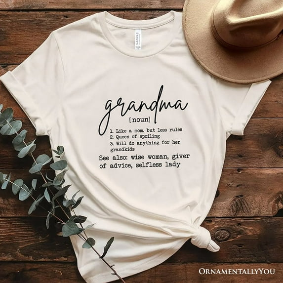 Grandma Definition T-Shirt, White, Natural, Navy and Black Funny Tee for Grandmothers