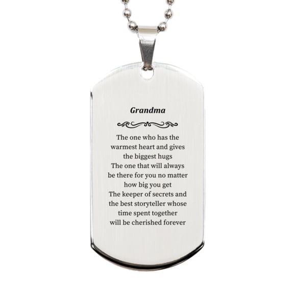 Grandma Dog Tag Engraved with Warm Heart and Cherished Memories, Perfect for Grandmas Birthday or Christmas Gift