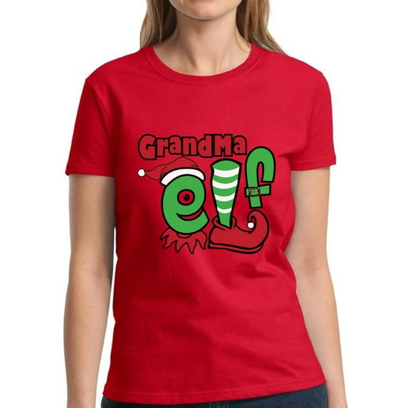 Grandma Elf Family Christmas Print for Her Christmas Shirt for Women - S M L XL 2XL 3XL Xmas Graphic Tee - Holiday Tee Christmas Shirts Ladies Top Gift