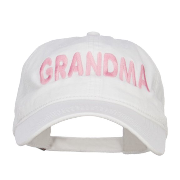 Grandma Embroidered Washed Cap - White OSFM