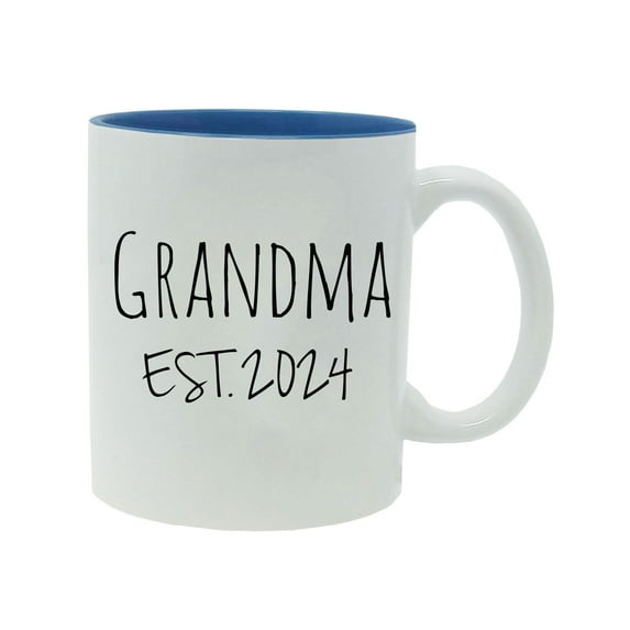 Grandma Established Est. 2024 11-Ounce Ceramic Sublimation Coffee Mug with Gift Box, Light Blue