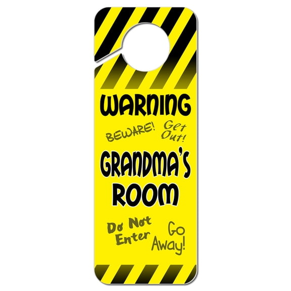 Grandma Family Do Not Disturb Plastic Door Knob Hanger Warning Room Sign - Yellow