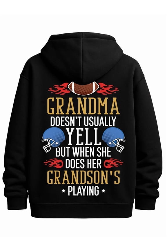 Grandma Football Fan funny hoodies mens funny hoodies black Casual Classic Design Pullover Hooded Sweatshirt Streetwear For Winter Fall comfortable Trendy Unisex hoodie