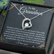 To My Grandma Forever Heart For Grandmother Love Message Necklace, A Meaningful Necklace Perfect For Anniversaries, Birthdays, Valentine V8295, Gold Forever Love Necklace