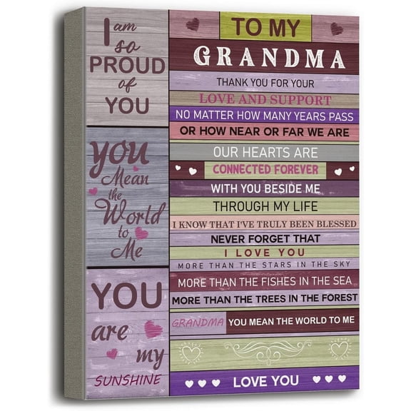 Grandma Gift, Canvas Poster Wall Art Hanging Decor Print, Nana Birthday Gift Idea, Canvas Decor Art for Home, Nana Christmas Gift from Grandson Granddaughter, You Mean the World to Me