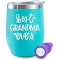 thumbnail image 1 of Grandma Gifts – 12 oz Best Grandma Ever Tumbler with Lid – Gifts for Grandma – Grandma Gifts from Granddaughter – Grandma Tumbler – Grandma Wine Glass - Best Grandma Gifts- Includes Wine Stopper, 1 of 6