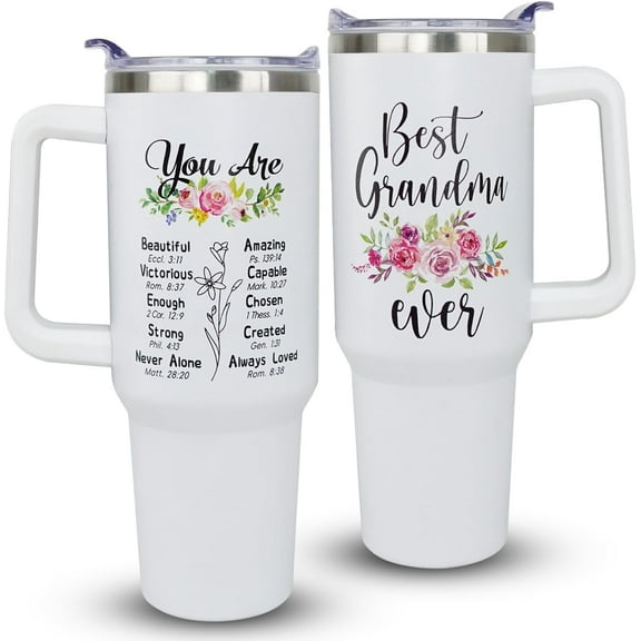 Grandma Gifts - Best Grandmother Gifts 40OZ Tumbler with Handle - Birthday Christmas Gifts for Grandma Mom Nana Mimi From Daughter Son Grandkids -Mother‘s Day Gifts For Grandma