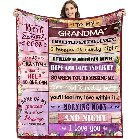 Grandma Gifts Blanket,Grandma Birthday Gifts,Great Best Grandma Gifts,Gifts for Grandma from Grandchildren Granddaughter Grandson,New Grandma Gifts,Grandmother Throw Blanket 60inx50in