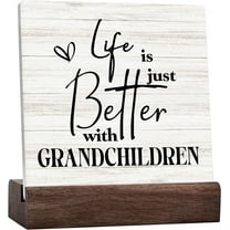 Grandma Gifts Ceramic Desk Sign Desk Decor, Gifts For Grandparents Grandma Grandpa From Grandkids Life Is Just Better With Grandchildren Sign Decorations Wall Tabletop Shelf Decor