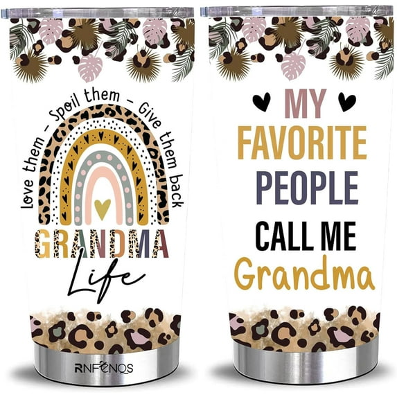 Grandma Gifts Coffee Tumblers with Lids and Straws, My Favorite People Call Me Grandma Travel Tumbler Cups 20 OZ