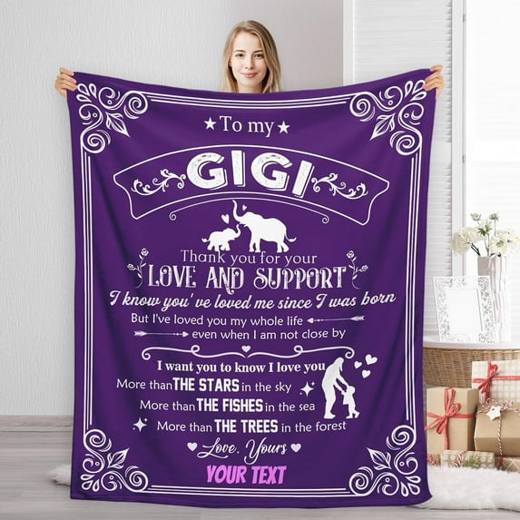 Grandma Gifts, Custom Grandma Blanket from Grandchildren, Personalized Thoughtful Gifts for Gigi Grandmother Birthday Christmas Mother's Day, Customized Soft Cozy Throw Blanket for Couch