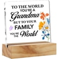 thumbnail image 1 of Grandma Gifts From Grandchildren Grandson Granddaughter, Grandmother Gifts for Birthday Christmas Mother's Day, to the World You Are a Grandma Clear Desk Sign Nana Acrylic Sign, 1 of 5