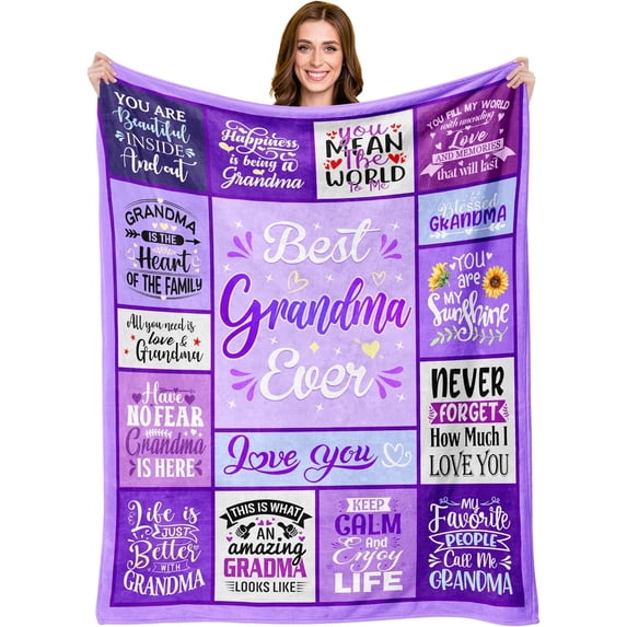 Grandma Gifts, Gifts for Grandma Blanket, Grandma Birthday Gifts, Best Grandma Gifts, Gifts for Grandma from Granddaughter, New Grandma Gifts, Grandma Christmas Throw Blanket Gifts 60"x50"