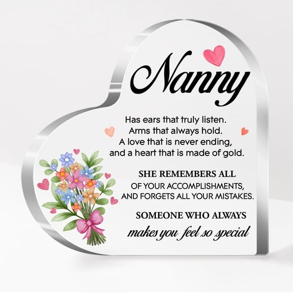 Grandma Gifts,Gifts For Grandma,Grandma Birthday Gifts,Great Grandma Gifts,Best Grandma Gifts,Nanny Gifts,Has Ears That Truly Listen Arms That Always Hold Acrylic Heart Sign Plaque Gift