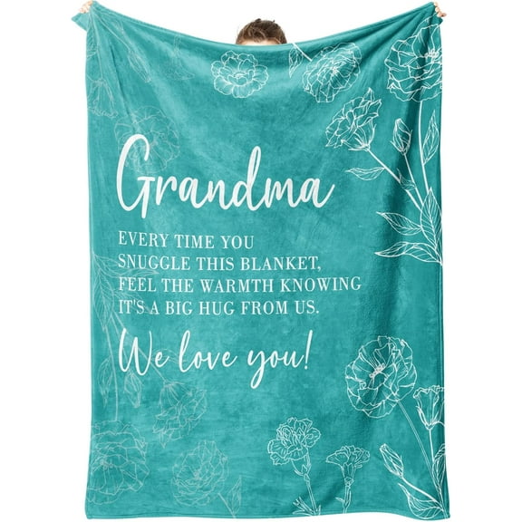 Grandma Gifts, Gifts for Grandma Blanket, Grandmother Birthday Gift from Grandkids, to My Grandmother Throw Blanket 50" x 60", Grey