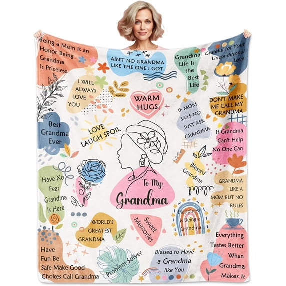 Grandma Gifts from Granddaughter, Gifts for Grandma Blanket 60"X50", Grandma Birthday Gifts, Grandma Gifts from Grandchildren, Best Great Grandma Gift Ideas for Mothers Day Anniversary Christmas