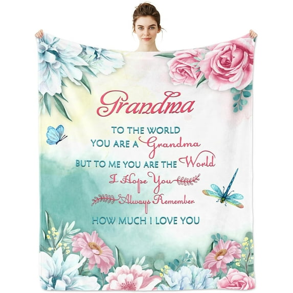 Grandma Gifts from Grandkids, Grandma Gifts Blanket 60"x50", Grandma Birthday Gifts, Gifts for Grandma from Granddaughter, Christmas Mothers Day Grandma Gifts, Nana Gigi Gifts for Grandma