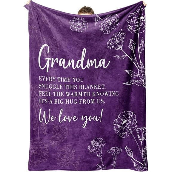 Grandma Gifts, Grandma Birthday Gifts, Gifts for Grandma Blanket, Grandma Gifts for Mothers Day Christmas, Super Soft Flannel Throw Blanket for Grandma 50" x 60", Purple