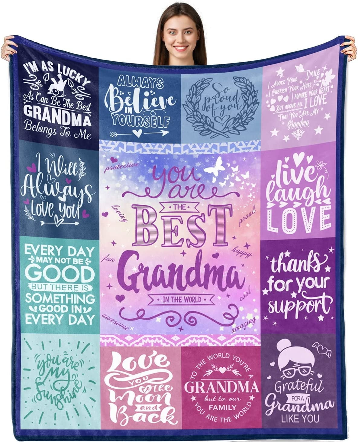 Grandma Gifts, Grandma Blanket, Gifts for Grandma, Grandma Birthday Gifts from Grandchildren, Grandma Gifts from Grandkids, Best Birthday Gifts for Grandmother Super Soft Throw Blanket 50"x60"